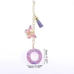 Unique Bargains Star Sequin Letter O Butterfly Tassel Water Cup Pendant Purple 1 Pc