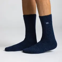 Always Warm by Heat Holders Men's Warmest Twist Crew Socks - Navy 7-12