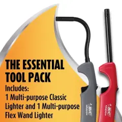 2pk Combo Candle Edition Multi-Purpose & Flex Wand Lighter Blue/Purple - BiC: Safe, Child-Resistant, Butane Power