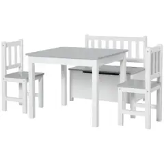 Yinvani Toddler 4-Piece Desk and Chair Set, for Boys & Girls 3+ Years, Gray