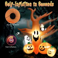 Costway 8 FT Halloween Inflatable Dead Tree w/ Pumpkins Blow up Yard Decoration
