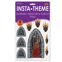 Beistle Stairway, Window & Torch Props, 18"-60", (9/Pkg) Multicolored