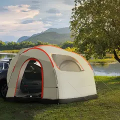 VEVOR SUV Camping Tent, 8'-8' SUV Tent Attachment for Camping with Rain Layer and Carry Bag, PU2000mm Double Layer Truck Tent, Gray