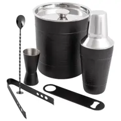 Lexi Home 6-Piece Hammered Stainless Steel Bar Essentials Set
