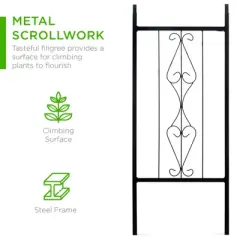 Best Choice Products 92in Steel Garden Arch Arbor Outdoor Trellis for Garden, Climbing Plants w/ Wire Lattice - Black