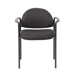 Fabric Modern Stacking Chair Black with Arms - Boss Office Products: Vinyl Upholstery, Metal Frame