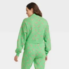 Women's Candy Cane Graphic Cardigan - Green