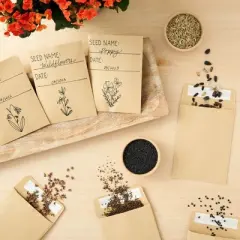 Juvale 100 Pack Small Seed Saving Envelopes - 4.5x3.25 Self Adhesive Blank Packets for Coins, Stamps (Brown)