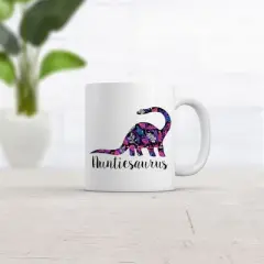 Crazy Dog Auntiesaurus Floral Mug Cute Dinosaur Aunt Coffee Cup - 11oz