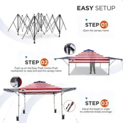 EAGLE PEAK 17x10ft Pop Up Canopy with Awnings, Heavy Duty Instant Beach Sun Shelter with Adjustable Dual Half Awnings, 4 Sandbags