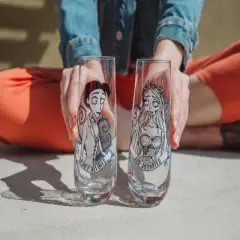 Silver Buffalo Tim Burton's Corpse Bride "Dearly Beloved" Stemless Fluted Glassware | Set of 2