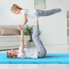 Costway 4'x8'x2'' Gymnastics Mat Thick Folding Panel Aerobics Exercise Gym Fitness Blue/Navy