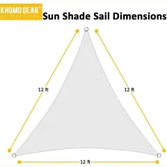 Sun Shade Sail Canopy UV Block &ndash; Waterproof Outdoor Shelter for Patio, Deck, Garden - White - 12X12X12