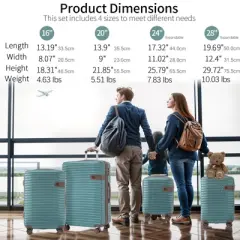 3/4 PCS ABS Lightweight Hard Shell Luggage Set with Spinner Wheels and TSA Lock - ModernLuxe