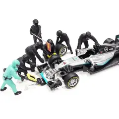 Formula One F1 Pit Crew 7 Figurine Set Team Black for 1/43 Scale Models by American Diorama