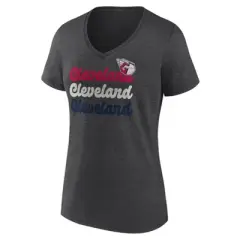 MLB Cleveland Guardians Women's Gray Short Sleeve V-Neck T-Shirt