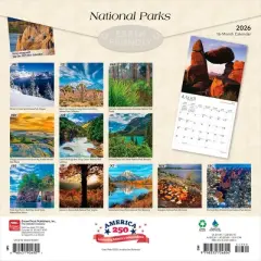BrownTrout National Parks 2026 12"x24" Hanging Square Wall Calendar Plastic-Free