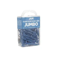 JAM Paper Jumbo Paper Clips Baby Blue 75/Pack (221819034)