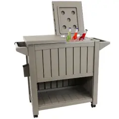 Sunnydaze Rolling Patio Serving Cart with Prep Table, Cooler and Storage