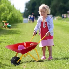 Infans Kids Metal Wheelbarrow Children's Size Outdoor Garden Backyard Play Toy Red
