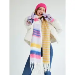 Shiraleah Plaid and Stripe Jo Scarf