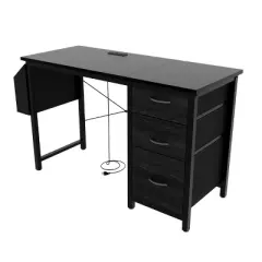 Kumasinova 47" Computer Desk with 3 Drawers,Office Desk with Power Outlets,Gaming Desk with Side Pocket,Study Desk for Home Office