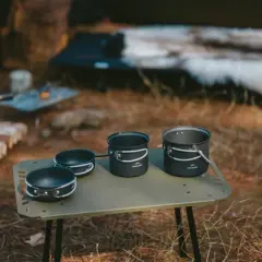 Naturehike 4 in 1 Premium Camping Cookware Set &ndash; Lightweight Aluminum Pots with Multi-Use Lids,Upgraded Handle,Compact & Space-Saving(Only 1.32 lbs)