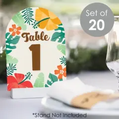 Big Dot of Happiness Tropical Luau - Hawaiian Beach Party Double-Sided 5 x 7 inches Cards - Table Numbers - 1-20