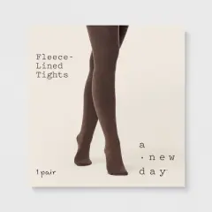 Women's Cable Knit Fleece Lined Tights - A New Day&trade; Brown Heather