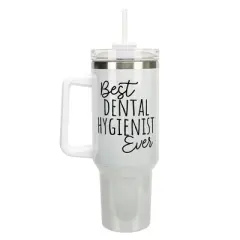 Elanze Designs Best Dental Hygienist Ever Career 40 oz. Stainless Steel, Large Water Bottle Coffee Mug, Spill & Leak Resistant, Thermal Travel Tumbler