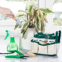 Nature Spring 7-Piece Gardening Tool Set and Carrying Tote Bag Organizer