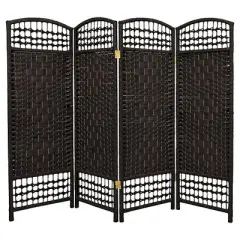 4 ft. Tall Fiber Weave Room Divider (4 Panels) - Oriental Furniture