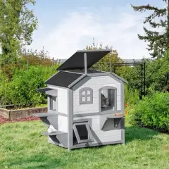 Gulches 36in H x 31in W x 22in D SkyLoft Cat House White 1 Pack Outdoor Wooden Catio Livestock Supplies Product type