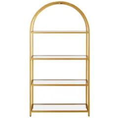 62 in. Arched Brass Finish Bookcase - Henn&Hart