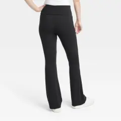 Women's Fold Over Waistband Flare Leggings with Pockets - A New Day&trade; Black