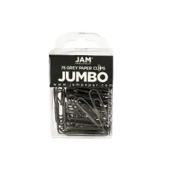 JAM Paper Colored Jumbo Paper Clips Large 2 Inch Grey Paperclips 21830628A