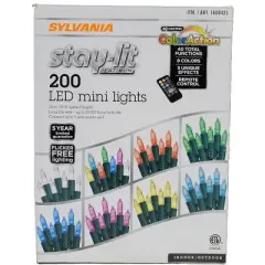 Sylvania Stay-Lit Color Action 200 LED Mini Lights with Remote Control