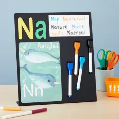 Juvale Large Magnetic Metal Board for Magnets - Tabletop Memo Display Easel Stand for Home, Office, School (Black, 12.6 In)