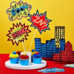 Juvale 60 Pack Superhero-Themed Bulletin Board Decorations for Classroom Decor, Comic Book Bubble Cutouts, 5x7 In