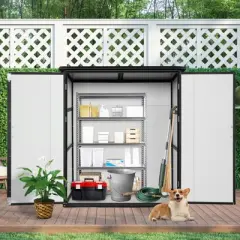 NicBex 5x3 Ft Outdoor Storage Shed Waterproof Resin Cabinet with Lockable Doors for Backyard Garden,Patio
