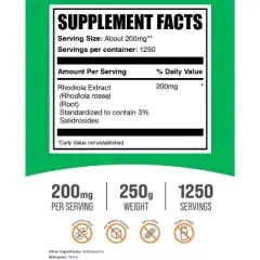 BulkSupplements Rhodiola Extract (3% Salidroside) Powder