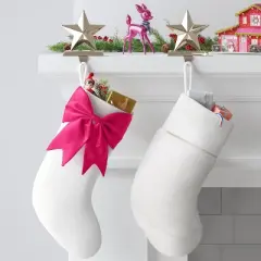 21" White Stocking with 3D Bow Decor - Wondershop&trade;