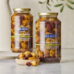 DeLallo Pitted Olives Jubilee, 32 oz Jar, (3 Pack)