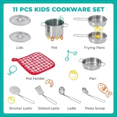 Teamson Kids Play Cooking Accessory Set Steel 11 pcs Frankfurt TK-M00001