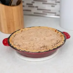 Lehman's Extra Deep Pie Pan, Enamel Coated Cast Iron Bakeware with Crimped Edges and Handles, 10.25 inches