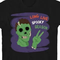 Kids Halloween Green Zombie "Long Live Spooky Season" Unisex Youth Black Short Sleeve Crew Neck Tee