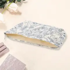 Unique Bargains Women Portable Floral Clutch Makeup Bag Deep Blue 1 Pc