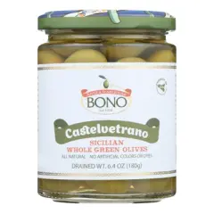 Bono Sicilian Whole Green Castelvetrano Olives - Case of 6/6.4 oz
