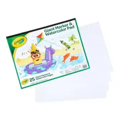 Crayola 25 Page Giant Marker & Watercolor Pad: Large Drawing Pad, Unbound, Semi-Gloss, 60 lb, White, Non-Standard Size