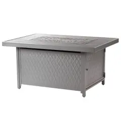 Oakland Living Aluminum Rectangle 55000 BTUs Propane Textured Weave Design Outdoor Patio Dining Table Gray